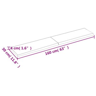 vidaXL Ράφι Τοίχου Ανοιχτό Καφέ 160x30x(2-4)εκ. Επεξ. Μασίφ Ξύλο Δρυός