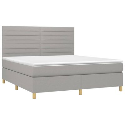 vidaXL Κρεβάτι Boxspring με Στρώμα Ανοιχτό Γκρι 180x200 εκ. Υφασμάτινο