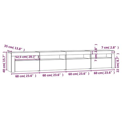 vidaXL Έπιπλο Τηλεόρασης με LED Καπνιστή Δρυς 240x35x40 εκ.