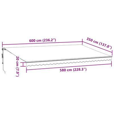 vidaXL Τέντα Πτυσσόμενη Αυτόματη με LED Ανθρακί / Λευκή 600x350 εκ.