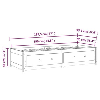 vidaXL Καναπές Κρεβάτι Καφέ μελί 90x190εκ Μασίφ Ξύλο Πεύκου 3FT Single