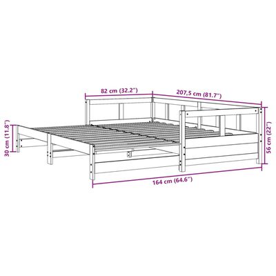 vidaXL Καναπές Κρεβάτι Χωρίς Στρώμα Καφέ 80x200 εκ. Μασίφ Ξύλο Πεύκου