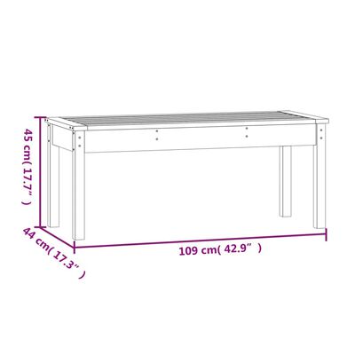 vidaXL Παγκάκι Κήπου Μαύρο 109x44x45 εκ. από Μασίφ Ξύλο Πεύκου