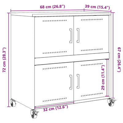 vidaXL Ντουλάπι Μαύρο 68x39x72 εκ. από Χάλυβα Ψυχρής Έλασης