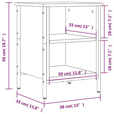 vidaXL Παπουτσοθήκη Καπνιστή Δρυς 38 x 35 x 50 εκ. από Επεξεργ. Ξύλο