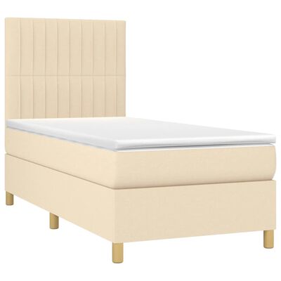 vidaXL Κρεβάτι Boxspring με Στρώμα Κρεμ 90x190 εκ.Υφασμάτινο