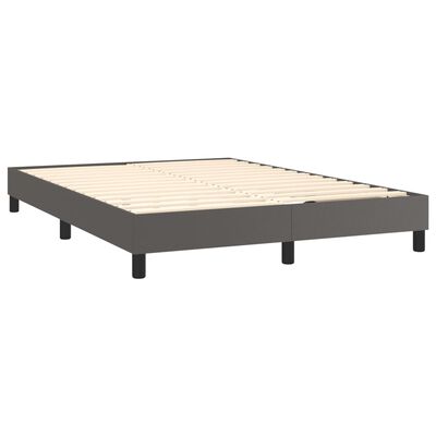 vidaXL Κρεβάτι Boxspring με Στρώμα Γκρι 140x200εκ. από Συνθετικό Δέρμα