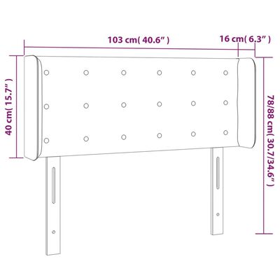 vidaXL Κεφαλάρι Κρεβατιού LED Σκούρο Μπλε 103x16x78/88 εκ. Βελούδινο