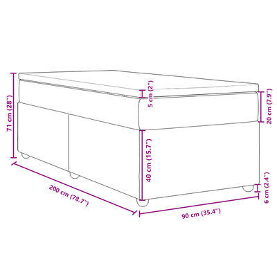 vidaXL Κρεβάτι Boxspring με Στρώμα Μπλε 90x200 εκ.Υφασμάτινο