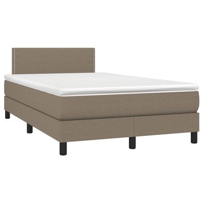 vidaXL Κρεβάτι Boxspring με Στρώμα & LED Taupe 120x190 εκ. Υφασμάτινο