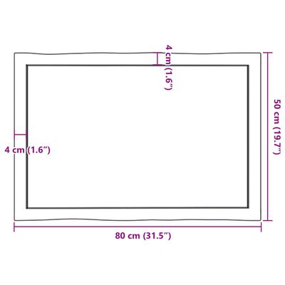 vidaXL Επιφάνεια Τραπεζιού 80x50x(2-4) εκ. Ακατέργαστο Μασίφ Ξύλο