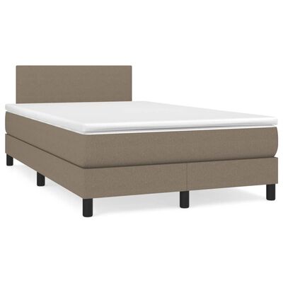 vidaXL Κρεβάτι Boxspring με Στρώμα Taupe 120x200 εκ. Υφασμάτινο