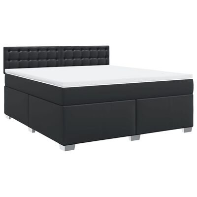 vidaXL Κρεβάτι Boxspring με Στρώμα Μαύρο 180x200εκ.από Συνθετικό Δέρμα