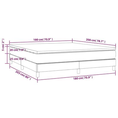 vidaXL Κρεβάτι Boxspring με Στρώμα Σκούρο Γκρι 180x200 εκ Υφασμάτιν