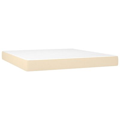 vidaXL Κρεβάτι Boxspring με Στρώμα Κρεμ 180x200 εκ. Υφασμάτινο