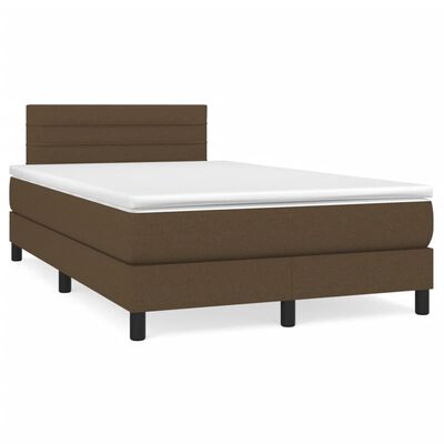 vidaXL Κρεβάτι Boxspring με Στρώμα Σκούρο Καφέ 120x200 εκ. Υφασμάτινο