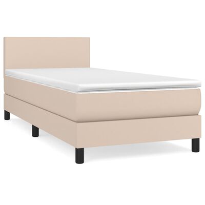 vidaXL Κρεβάτι Boxspring με Στρώμα Καπουτσίνο 80x200 εκ. Συνθ. Δέρμα