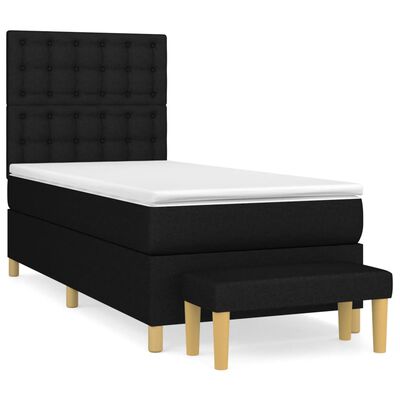 vidaXL Κρεβάτι Boxspring με Στρώμα Μαύρο 100 x 200 εκ. Υφασμάτινο