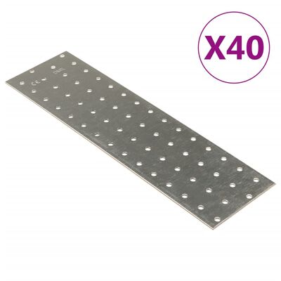 vidaXL Πλάκες Διάτρητες 40 Τεμ. 2 χιλ. 300 x 80 χιλ. από Γαλβ. Χάλυβα