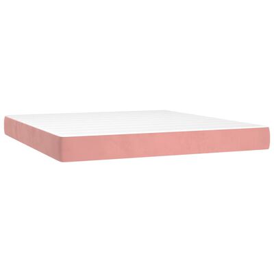 vidaXL Κρεβάτι Boxspring με Στρώμα Ροζ 200x200 εκ. Βελούδινο