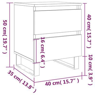 vidaXL Κομοδίνα 2 τεμ. Καφέ Δρυς 40 x 35 x 50 εκ. από Επεξεργ. Ξύλο