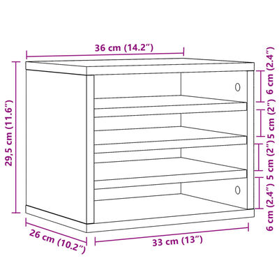 vidaXL Έπιπλο Οργάνωσης Γραφείου Μαύρο 36x26x29,5εκ Επεξεργασμένο Ξύλο