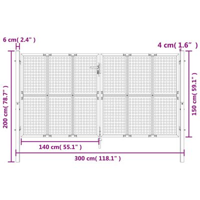 vidaXL Πύλη Κήπου Ανθρακί 300 x 200 εκ. Ατσάλινη