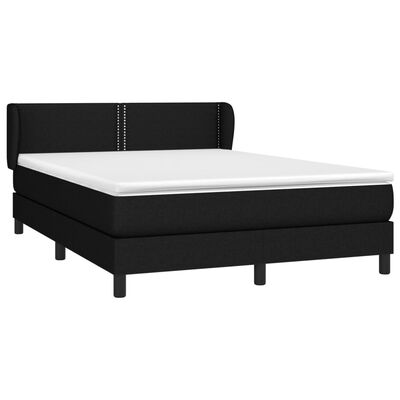 vidaXL Κρεβάτι Boxspring με Στρώμα Μαύρο 140x190 εκ. Υφασμάτινο