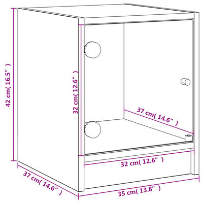 vidaXL Κομοδίνα με Γυάλινες Πόρτες 2 τεμ. Μαύρα 35x37x42 εκ.