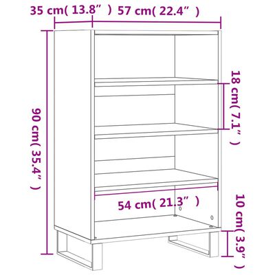 vidaXL Ραφιέρα Μαύρη 57 x 35 x 90 από Επεξεργασμένο Ξύλο