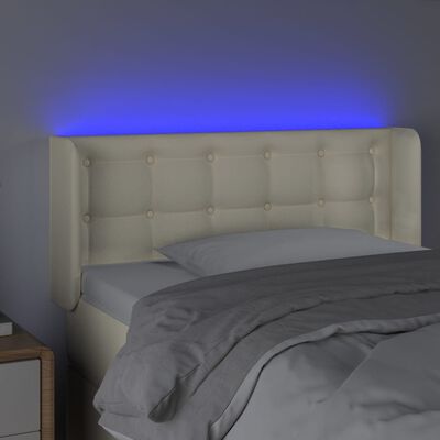 vidaXL Κεφαλάρι Κρεβατιού LED Κρεμ 83x16x78/88 εκ. Συνθετ. Δέρμα