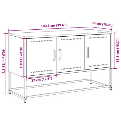 vidaXL Έπιπλο Τηλεόρασης Πράσινο Λαδί 100,5x39x60,5 εκ. από Ατσάλι