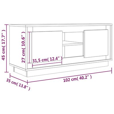 vidaXL Έπιπλο Τηλεόρασης Μαύρο 102x35x45 εκ. Επεξεργασμένο Ξύλο