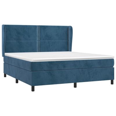 vidaXL Κρεβάτι Boxspring με Στρώμα Σκούρο Μπλε 180x200 εκ. Βελούδινο