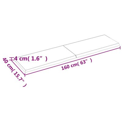 vidaXL Επιφάνεια Τραπεζιού 160x40x(2-4)εκ Ακατέργαστο Μασίφ Ξύλο Δρυός