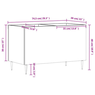 vidaXL Δισκοθήκη Γυαλιστερή Λευκή 74,5x38x48 εκ. Επεξεργασμένο Ξύλο