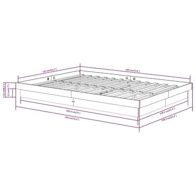 vidaXL Πλαίσιο Κρεβατιού Μαύρο 135x190 εκ. από Μασίφ Ξύλο Double