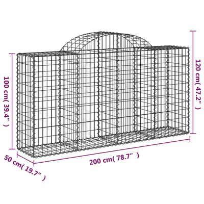 vidaXL Συρματοκιβώτιο Τοξωτό 200x50x100/120εκ. από Γαλβανισμένο Χάλυβα