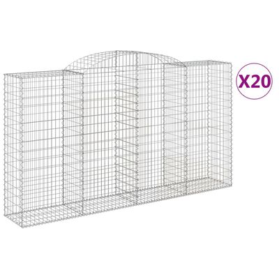 vidaXL Συρματοκιβώτια Τοξωτά 20 τεμ. 300x50x160/180 εκ. Γαλβαν. Ατσάλι