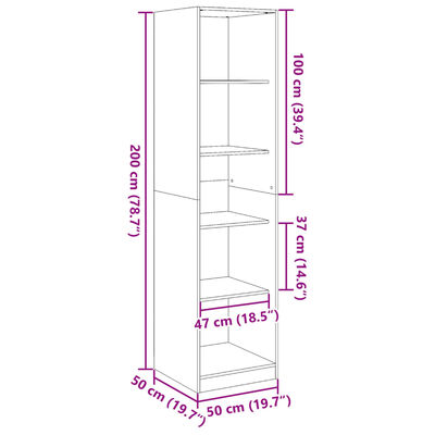 vidaXL Ντουλάπα Μαύρη 50 x 50 x 200 εκ. από Μοριοσανίδα