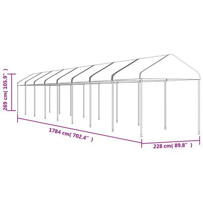 vidaXL Κιόσκι με Τέντα Λευκό 17,84 x 2,28 x 2,69 μ. από Πολυαιθυλένιο