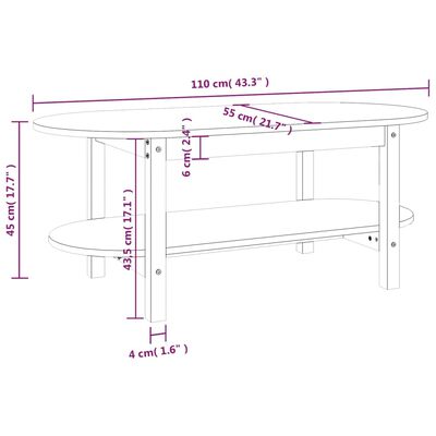 vidaXL Τραπεζάκι Σαλονιού Γκρι 110 x 55 x 45 εκ. από Μασίφ Ξύλο Πεύκου