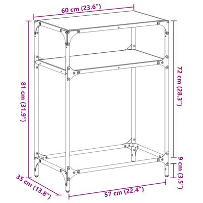 vidaXL Τραπέζι Κονσόλα Επιφάνεια Μαύρο Γυαλί 60x35x81 εκ. Ατσάλι