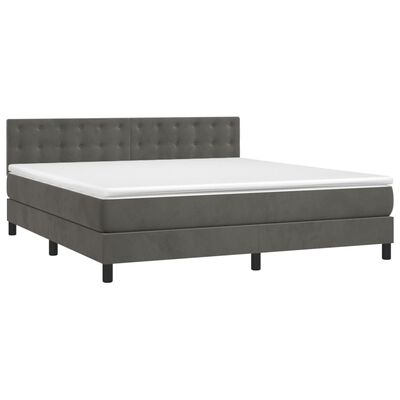 vidaXL Κρεβάτι Boxspring με Στρώμα Σκούρο Γκρι 160x200 εκ. Βελούδινο