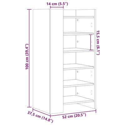 vidaXL Παπουτσοθήκη Καπνιστή Δρυς 52x37,5x100 εκ. Επεξεργασμένο Ξύλο