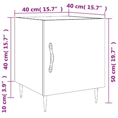 vidaXL Κομοδίνα 2 τεμ. Γκρι Σκυροδέμ. 40 x 40 x 50 από Επεξεργ. Ξύλο