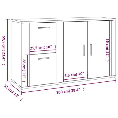 vidaXL Ντουλάπι Sonoma Δρυς 100x36x59,5 εκ. από Επεξεργασμένο Ξύλο