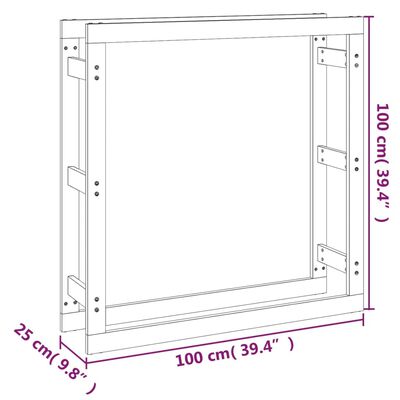 vidaXL Ραφιέρα Καυσόξυλων Γκρι 100x25x100 εκ. από Μασίφ Ξύλο Πεύκου