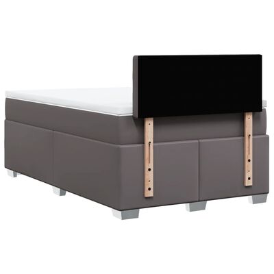 vidaXL Κρεβάτι Boxspring με Στρώμα Γκρι 120x190εκ. από Συνθετικό Δέρμα