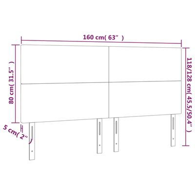 vidaXL Κεφαλάρια Κρεβατιού 4 τεμ. Αν. Γκρι 80 x 5 x 78/88εκ.Βελούδινο